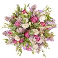 Bouquet of flowers top view isolated on white Royalty Free Stock Photo