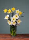 Bouquet of flowers in a vase of glass