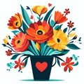 Bouquet of flowers in a vase. Vector illustration. AI Generated Royalty Free Stock Photo