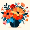 Bouquet of flowers in a vase. Vector illustration. AI generated Royalty Free Stock Photo