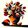 Bouquet of flowers in a vase. Vector illustration. AI generated Royalty Free Stock Photo