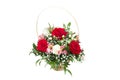 Bouquet of flowers in a wicker basket