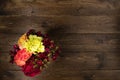 Bouquet of flowers on a wooden table background. Vintage floral background with spring flowers Royalty Free Stock Photo