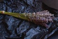 Bouquet of fragrant fresh lavander flowers on black background Royalty Free Stock Photo