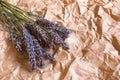 Bouquet of fragrant fresh lavender flowers on beige Royalty Free Stock Photo