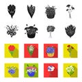 A bouquet of fresh flowers black,flet icons in set collection for design. Various bouquets vector symbol stock web Royalty Free Stock Photo