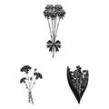 A bouquet of fresh flowers black icons in set collection for design. Various bouquets vector symbol stock web Royalty Free Stock Photo