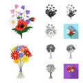 A bouquet of fresh flowers cartoon,black,flat,monochrome,outline icons in set collection for design. Various bouquets Royalty Free Stock Photo