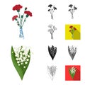 A bouquet of fresh flowers cartoon,black,flat,monochrome,outline icons in set collection for design. Various bouquets Royalty Free Stock Photo