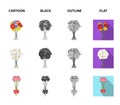 A bouquet of fresh flowers cartoon,black,outline,flat icons in set collection for design. Various bouquets vector symbol Royalty Free Stock Photo