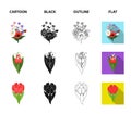 A bouquet of fresh flowers cartoon,black,outline,flat icons in set collection for design. Various bouquets vector symbol Royalty Free Stock Photo