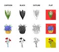 A bouquet of fresh flowers cartoon,black,outline,flat icons in set collection for design. Various bouquets vector symbol Royalty Free Stock Photo