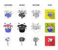 A bouquet of fresh flowers cartoon,black,outline,flat icons in set collection for design. Various bouquets vector symbol Royalty Free Stock Photo