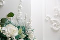 Bouquet of fresh flowers in the winter style, christmas on white background Royalty Free Stock Photo