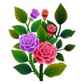 Bouquet of fresh roses. Vector ilustration.