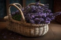 A bouquet of freshly picked lavender arranged in a basket or vase AI generated