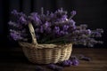 A bouquet of freshly picked lavender arranged in a basket or vase AI generated