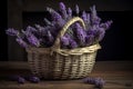 A bouquet of freshly picked lavender arranged in a basket or vase AI generated