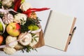 Bouquet of fruits, vegetables and mushrooms