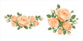 Bouquet, garland of roses. Vector flower posy decoration for anniversary, cards, greetings. Valentine`s day, mother`s day. Salmo