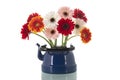 Bouquet Gerber flowers in blue vintage vase Royalty Free Stock Photo