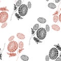 Bouquet graphic flowers on white background. Seamless pattern.