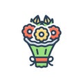 Color illustration icon for Bouquet, nosegay and bunch