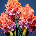 Bouquet of irises on a blue background