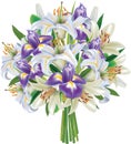 Bouquet of Irises and Lilies Vector Illustration
