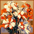 of a bouquet of irises in a vase Generative AI