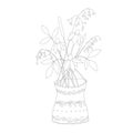 Bouquet in jug monochrome stock vector illustration, for coloring book