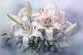 a bouquet of lilies on a gray background, generated by ai, generative assistant,