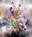 Bouquet of multicolored flowers watercolor painting style