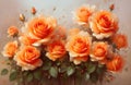 Bouquet of orange roses, rose flower background. Generative Ai Royalty Free Stock Photo