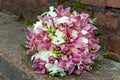 Bouquet of fresh flowers for the wedding ceremony. Royalty Free Stock Photo