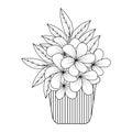 Bouquet of outline basket in black isolated on white background Vector illustration