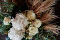 Bouquet of pampas and hydrangea , close.Simple beauty. Floristic.