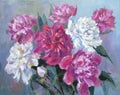 Bouquet of peonies oil painting Royalty Free Stock Photo