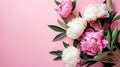 a bouquet of peonies on a pink background, presenting the perfect concept for Mother's Day, Valentine's Day, and