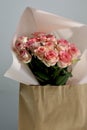 Bouquet of pink-beige rose flowers for celebrations