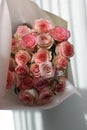 Bouquet of pink-beige rose flowers for celebrations