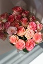 Bouquet of pink-beige rose flowers for celebrations