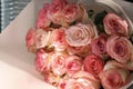 Bouquet of pink-beige rose flowers for celebrations