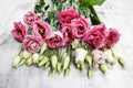 Bouquet of pink eustoma flowers