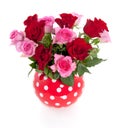 Bouquet of pink and red roses