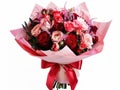 A bouquet of pink and red roses with a ribbon Royalty Free Stock Photo