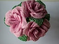 A bouquet of pink roses from beads