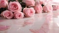 bouquet of pink roses on the floor