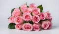 a bouquet of pink roses Flowers isolated on white background. Generative AI