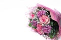 Bouquet with pink roses isolated on white. Beautiful fresh flowers Royalty Free Stock Photo